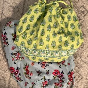 Vera Bradley Green and Gray Floral Drawstring swim  Bags